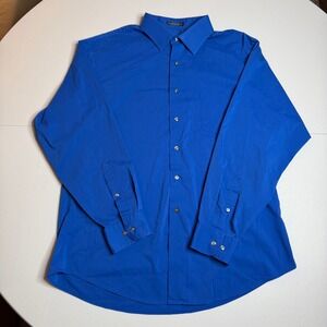 Arrow Men's Blue Long Sleeve Fitted Dress Shirt XL